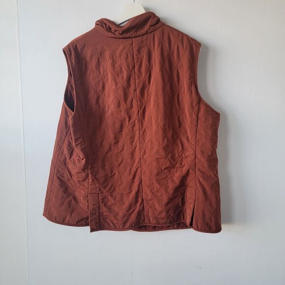 Talbots vest womens size 2x burnt orange rust with snap button front  poketed - Picture 2 of 9